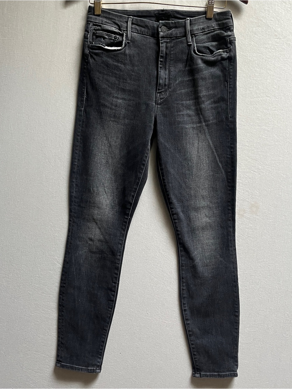 MOTHER The High Waisted Looker Ankle Skinny Jeans Faded Black Size 29